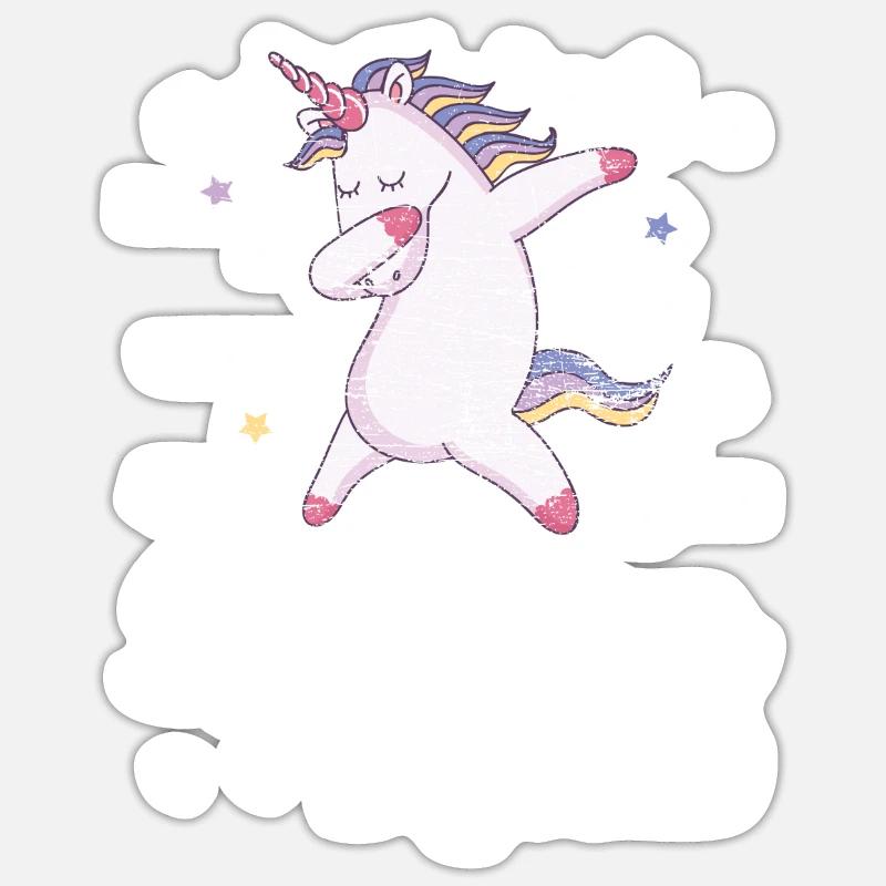 Dabbing Einhorn - Sticker Größe S (10 x 10 cm) - Mattweiß