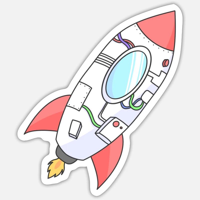 Fusée colorée en orbite Sticker taille S (10 x 10 cm)