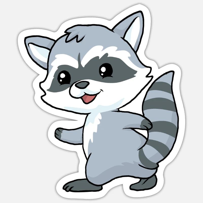 Petit raton laveur - Sticker taille S (10 x 10 cm) - blanc mat