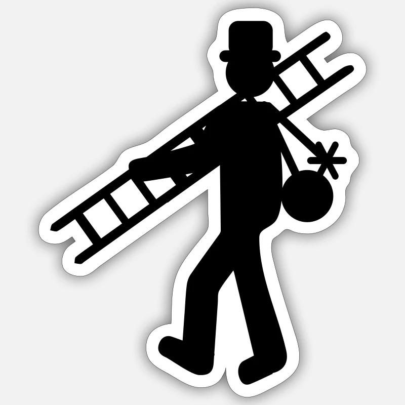 Schornsteinfeger - Sticker Größe S (10 x 10 cm) - Mattweiß