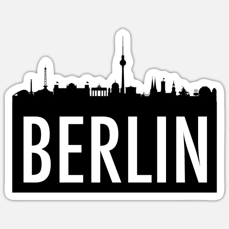 Skyline Berlin - Sticker Größe S (10 x 10 cm) - Mattweiß
