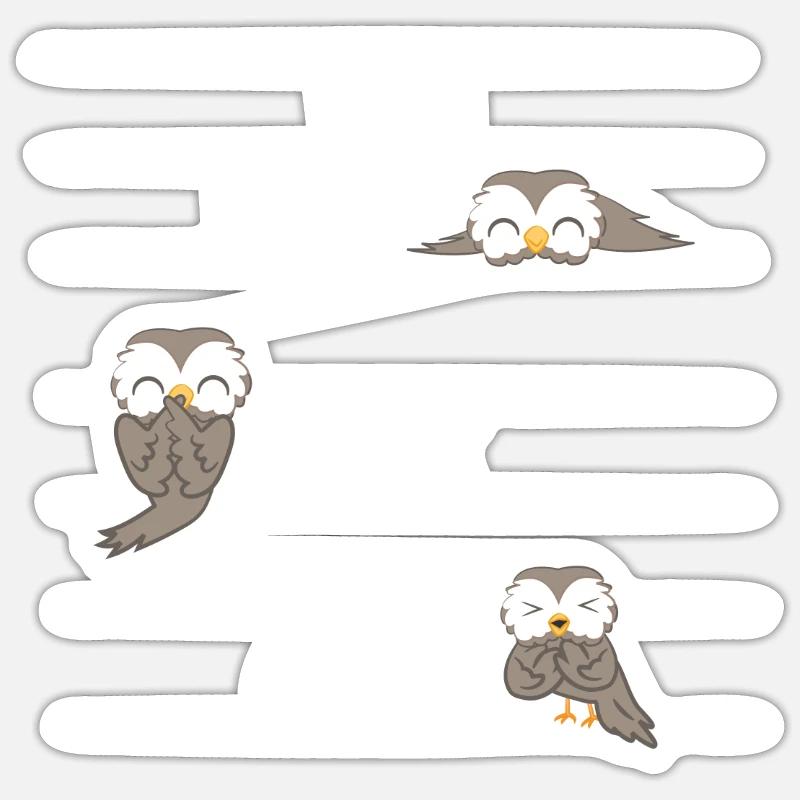 Eule - Eulen - Lachen - Spruch Sticker Größe S (10 x 10 cm)