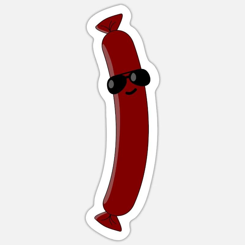 coole Wurst Grillen Fleisch Metzger - Sticker Größe S (10 x 10 cm) - Mattweiß