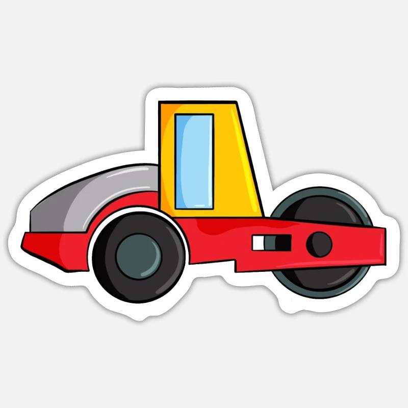 Construction site excavator vehicle roller Sticker size S (10 x 10 cm)