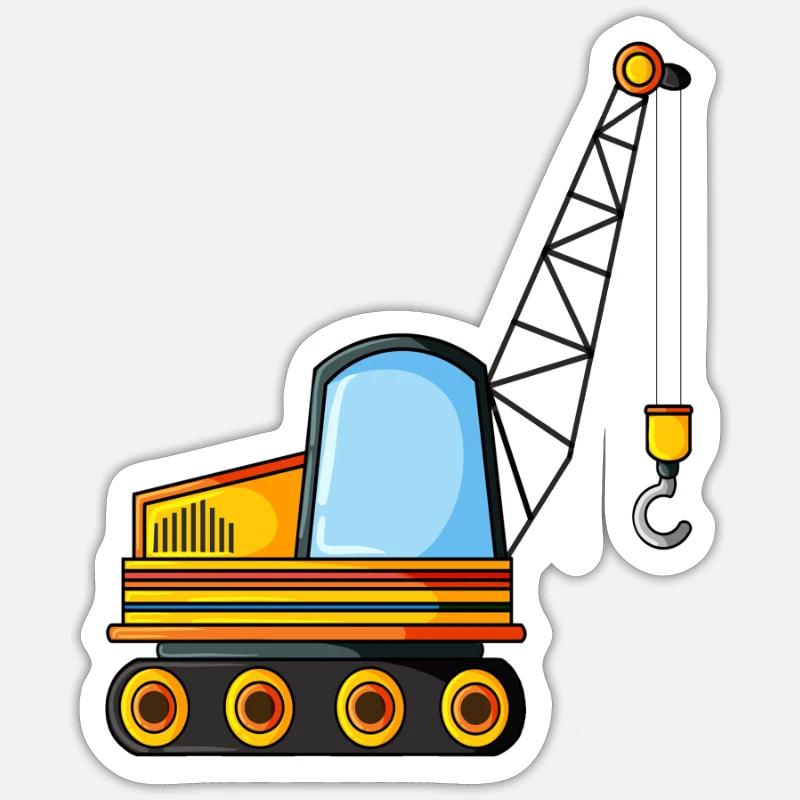 Construction site vehicle crane - Sticker size S (10 x 10 cm) - white matte