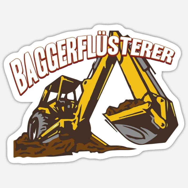 Baggerflüsterer Bagger Baggern Baggerfahrer - Sticker Größe S (10 x 10 cm) - Mattweiß