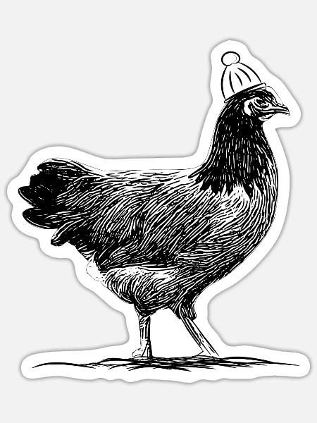 Lustige Vorwerkhühner Hühner Mütze Illustration - Sticker Größe S (10 x 10 cm) - Mattweiß