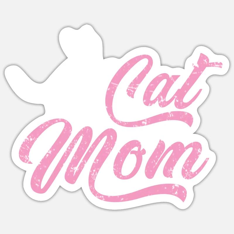 Maman de chats - Sticker taille S (10 x 10 cm) - blanc mat
