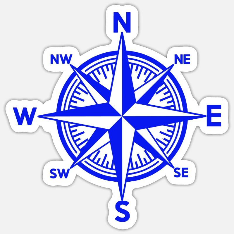 Nautik Windrose Seefahrt Schiff Navigation Maritim - Sticker Größe S (10 x 10 cm) - Mattweiß