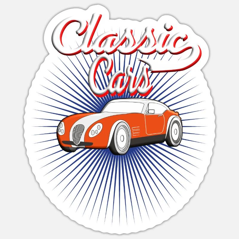 Automobile Classique automobile Classique - Sticker taille S (10 x 10 cm) - blanc mat