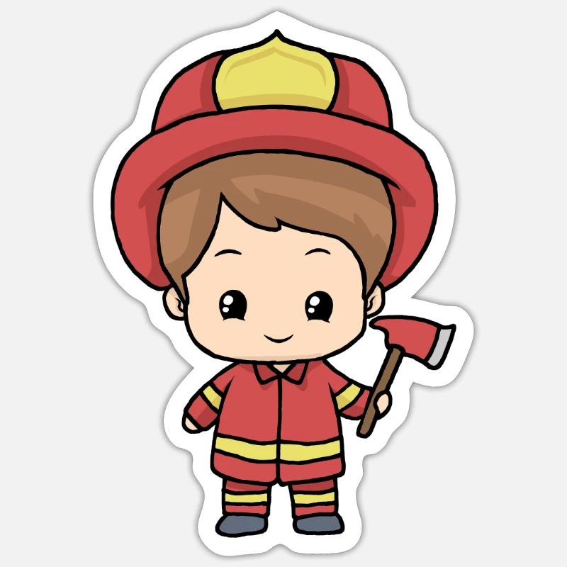 pompier - Sticker taille S (10 x 10 cm) - blanc mat