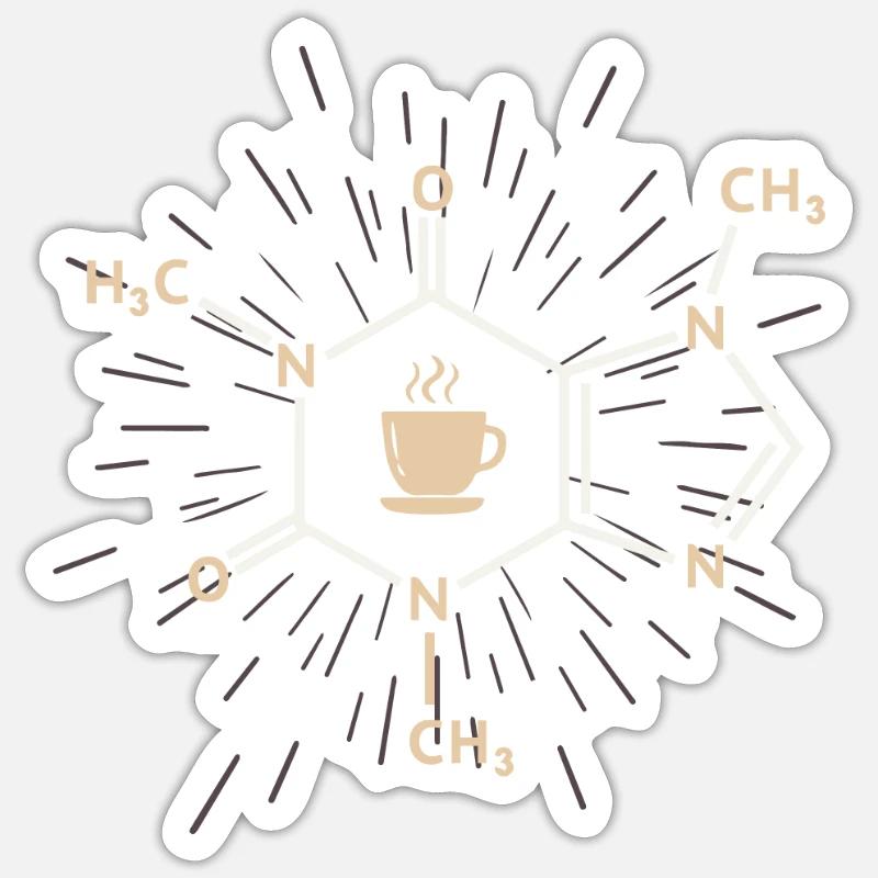 Café chimique formule de formule structurelle café Sticker taille S (10 x 10 cm)