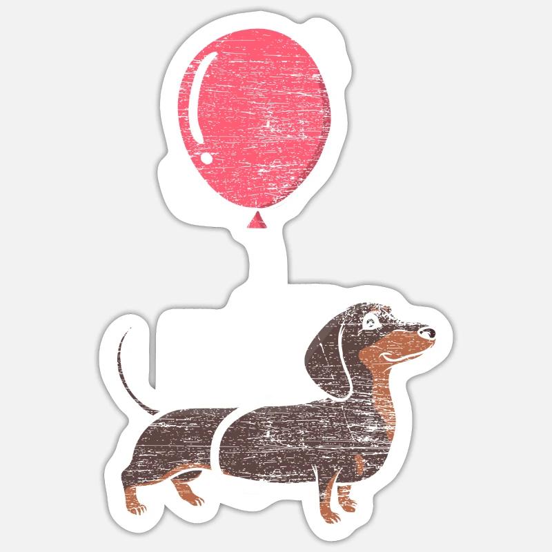 Ballon de teckel - Sticker taille S (10 x 10 cm) - blanc mat