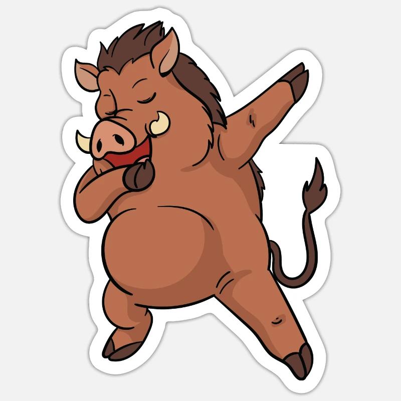 Warthog Dabbing Dance Dancing Funny Gift - Sticker taille S (10 x 10 cm) - blanc mat
