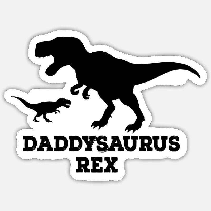 Papasaurus Rex - Sticker taille S (10 x 10 cm) - blanc mat