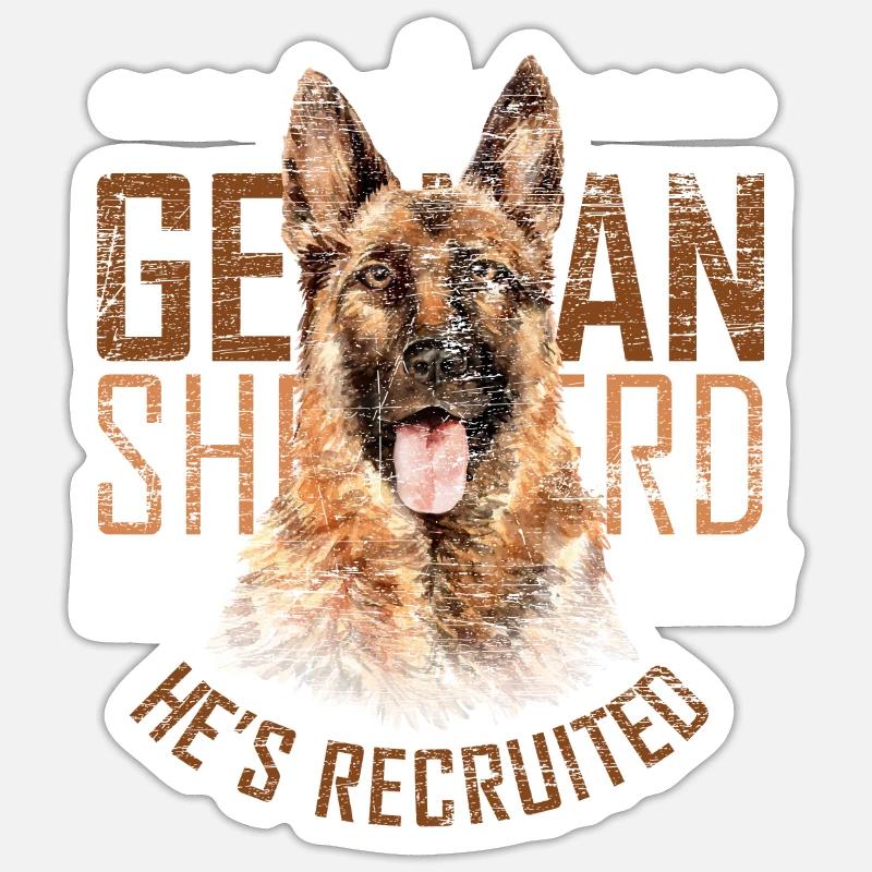 Schäferhund - Sticker Größe S (10 x 10 cm) - Mattweiß