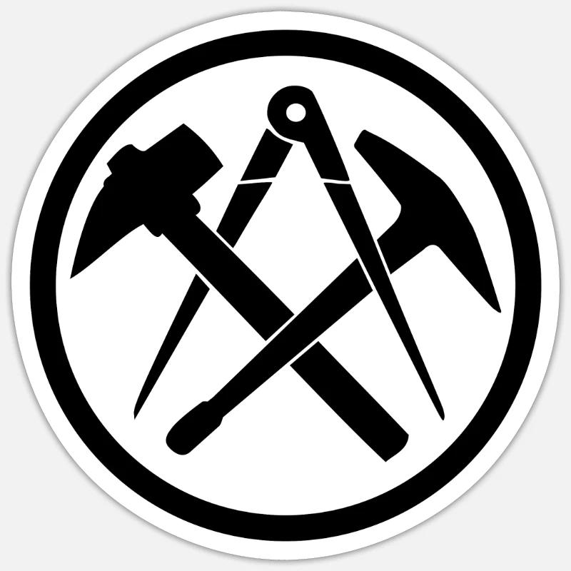 Dachdecker Handwerkszeichen Zunftzeichen - Sticker Größe S (10 x 10 cm) - Mattweiß