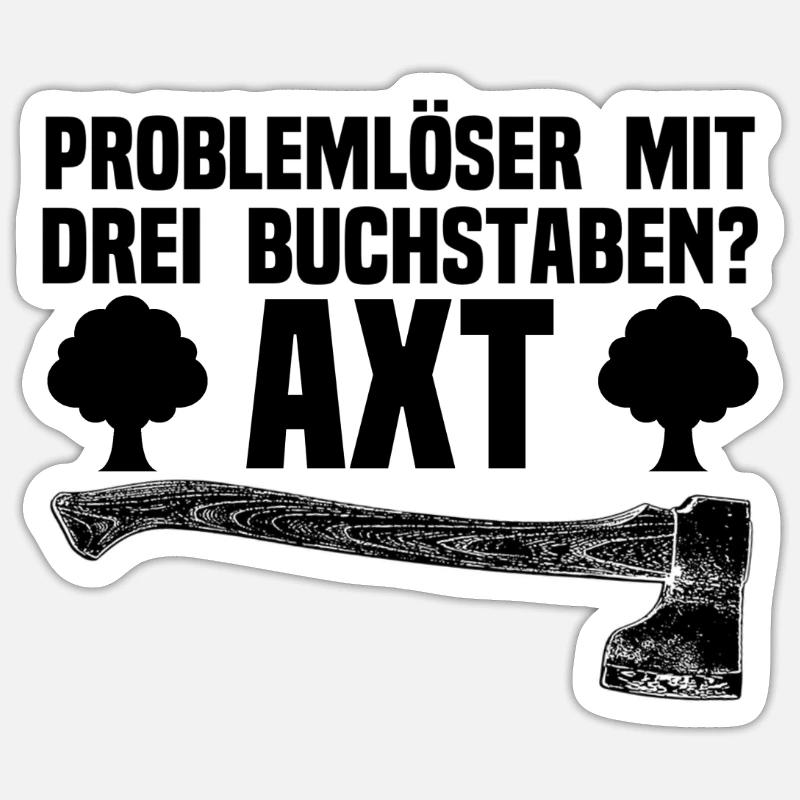 bûcheron - Sticker taille S (10 x 10 cm) - blanc mat