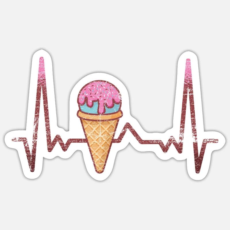 Ice pulse heart - Sticker size S (10 x 10 cm) - white matte