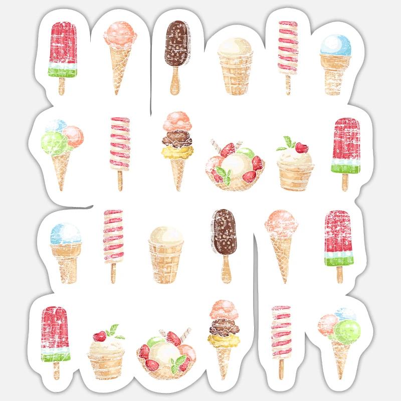 Eis Eisbecher - Sticker Größe S (10 x 10 cm) - Mattweiß