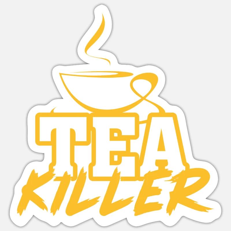 Teetrinker Tee - Sticker Größe S (10 x 10 cm) - Mattweiß