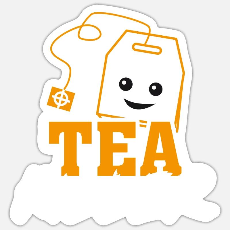 Teetrinker Tee - Sticker Größe S (10 x 10 cm) - Mattweiß