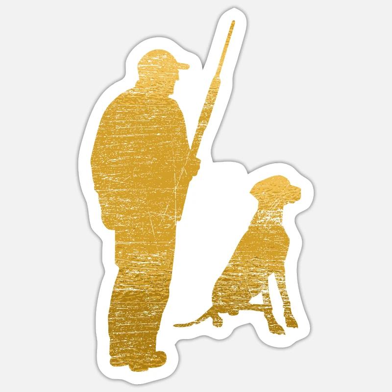 Jäger Jagdhund - Sticker Größe S (10 x 10 cm) - Mattweiß