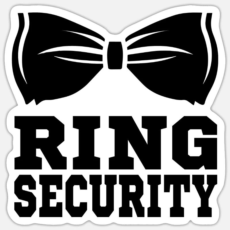 Ring Security Mit Fliege Hochzeitsgeschenke - Sticker Größe S (10 x 10 cm) - Mattweiß