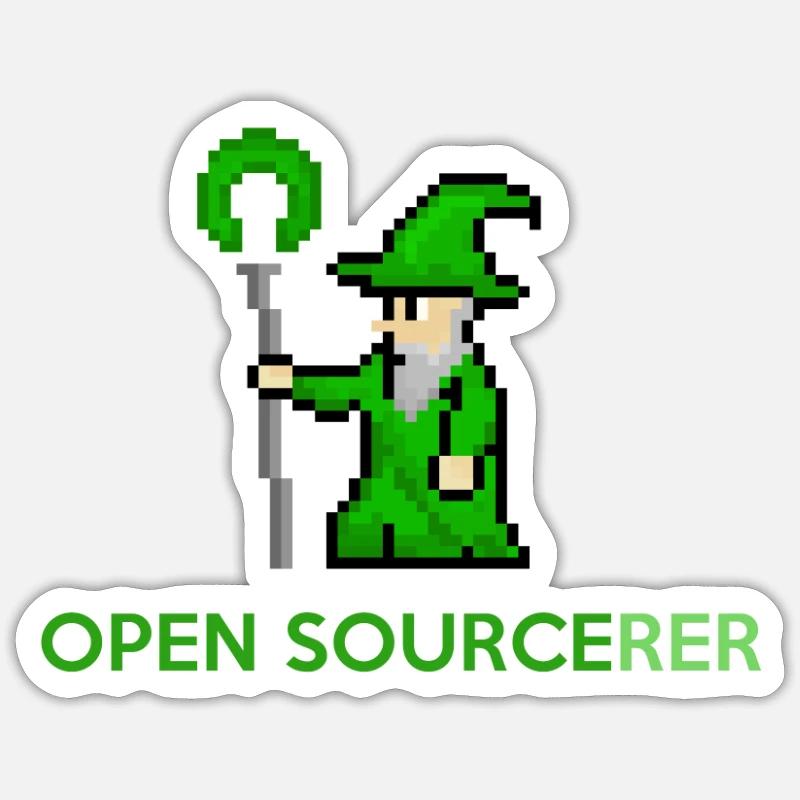Open Source Sorcerer Programmierer T-Shirt - Sticker Größe S (10 x 10 cm) - Mattweiß