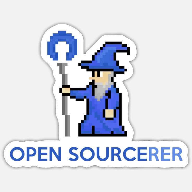 Open Source Sorcerer Programmierer T-Shirt - Sticker Größe S (10 x 10 cm) - Mattweiß