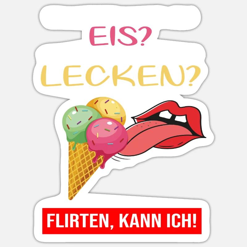 Eis Eiscreme Lecken Flirten Frech Spruch Sommer - Sticker Größe S (10 x 10 cm) - Mattweiß