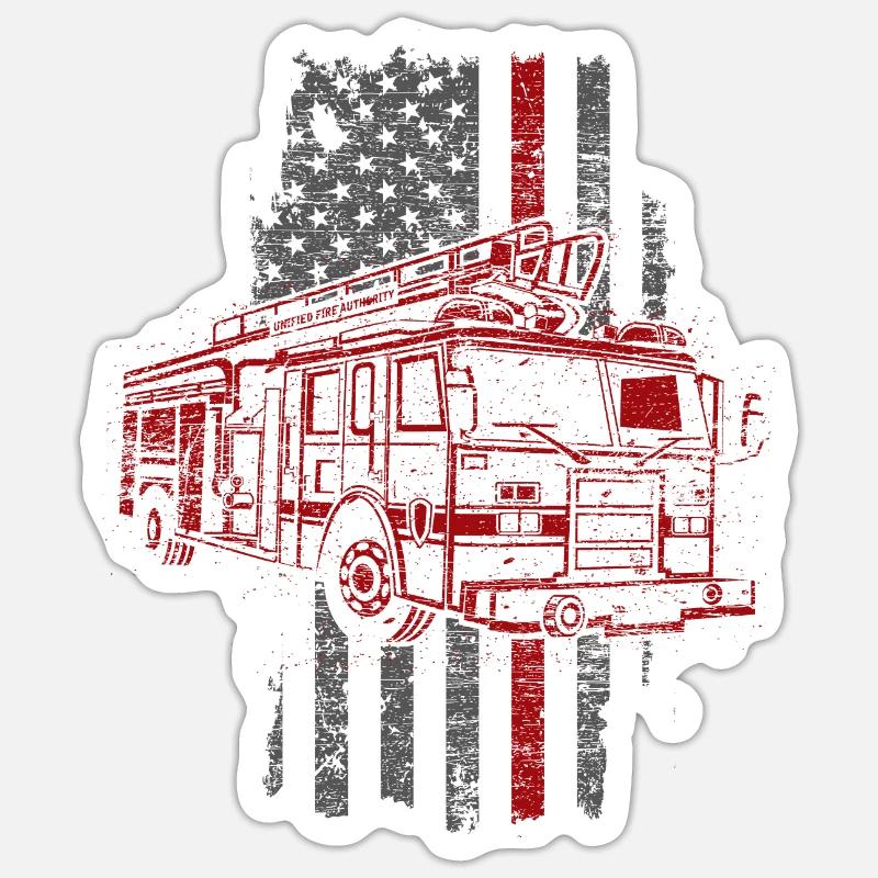pompiers - Sticker taille S (10 x 10 cm) - blanc mat