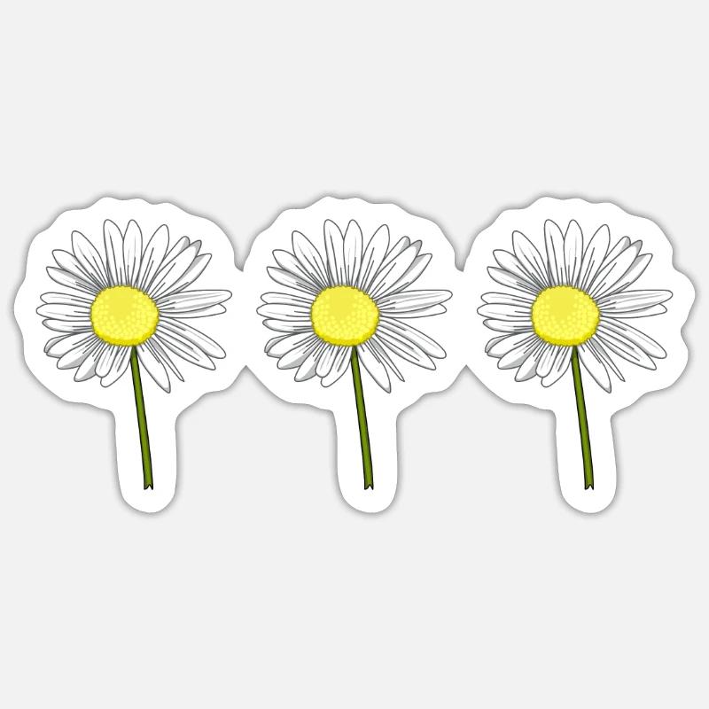 Daisy blomst Blomstrende tusindfryd Have - Sticker størrelse S (10 x 10 cm) - mat hvid