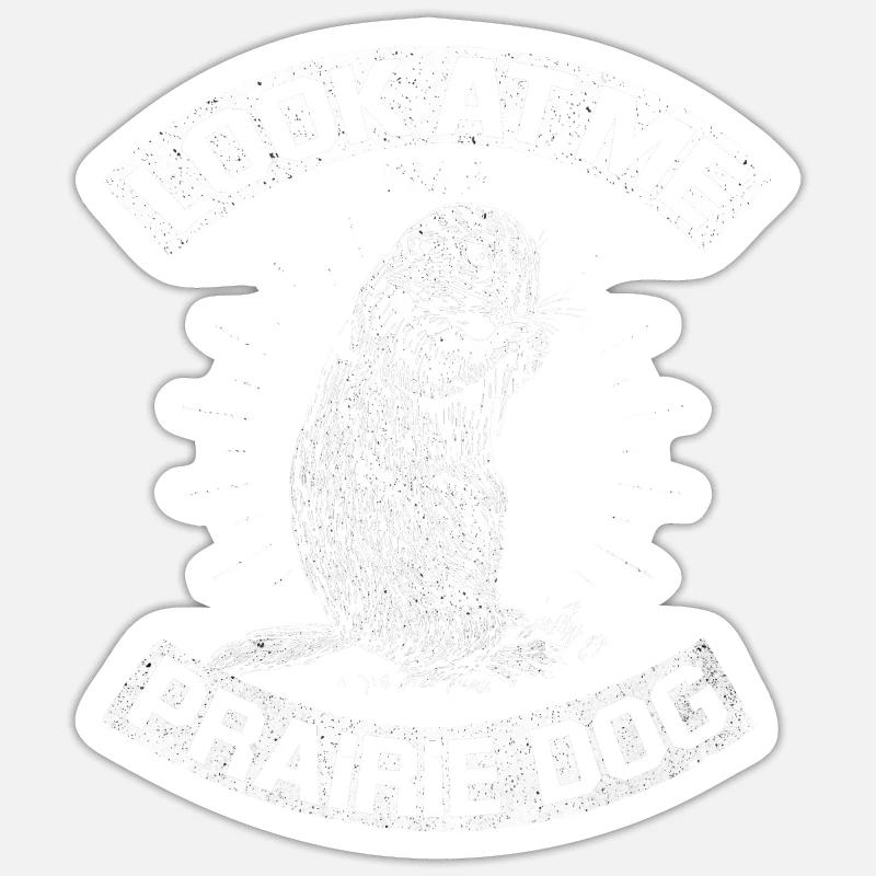 Chien de prairie - Sticker taille S (10 x 10 cm) - blanc mat