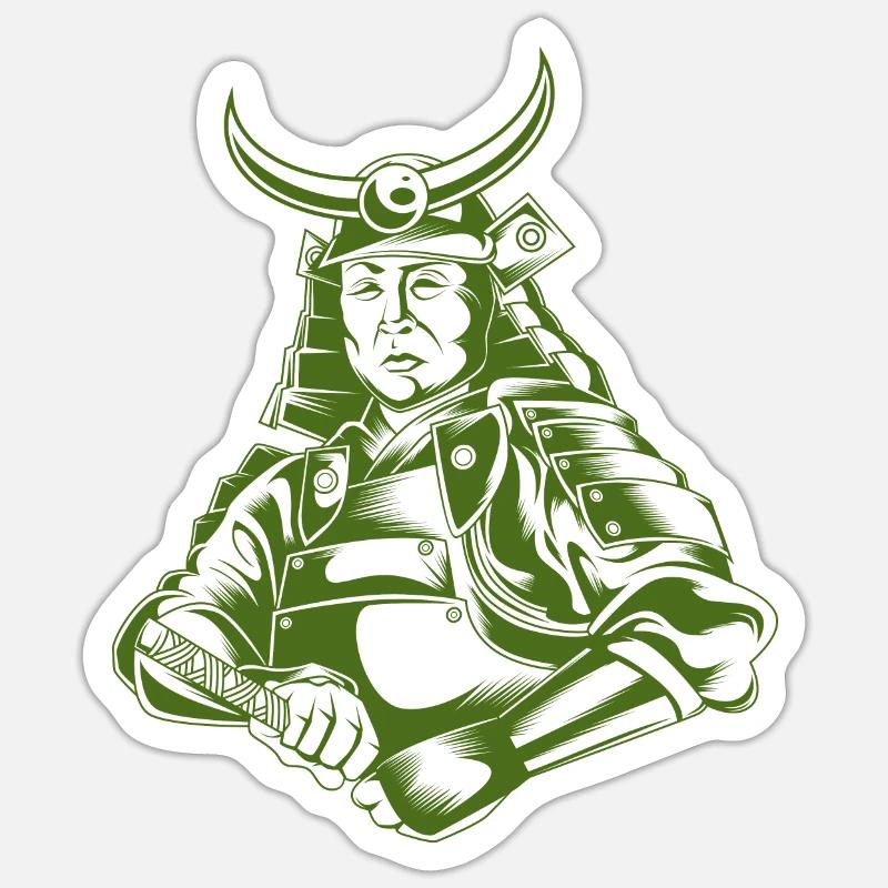 Samurai - Sticker Größe S (10 x 10 cm) - Mattweiß