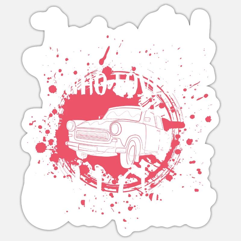 Auto Mädchen Oldtimer - Sticker Größe S (10 x 10 cm) - Mattweiß