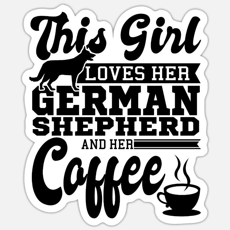 Deutscher Schäferhund - Sticker Größe S (10 x 10 cm) - Mattweiß