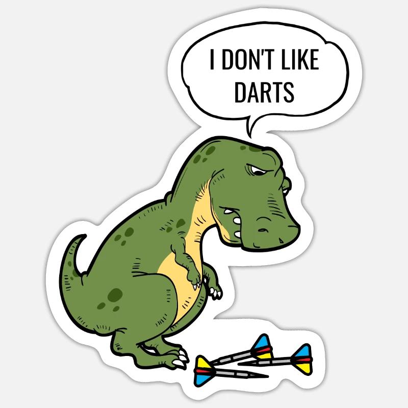Darts T-Rex Dinosaur Dartboard Pun - Sticker Größe S (10 x 10 cm) - Mattweiß