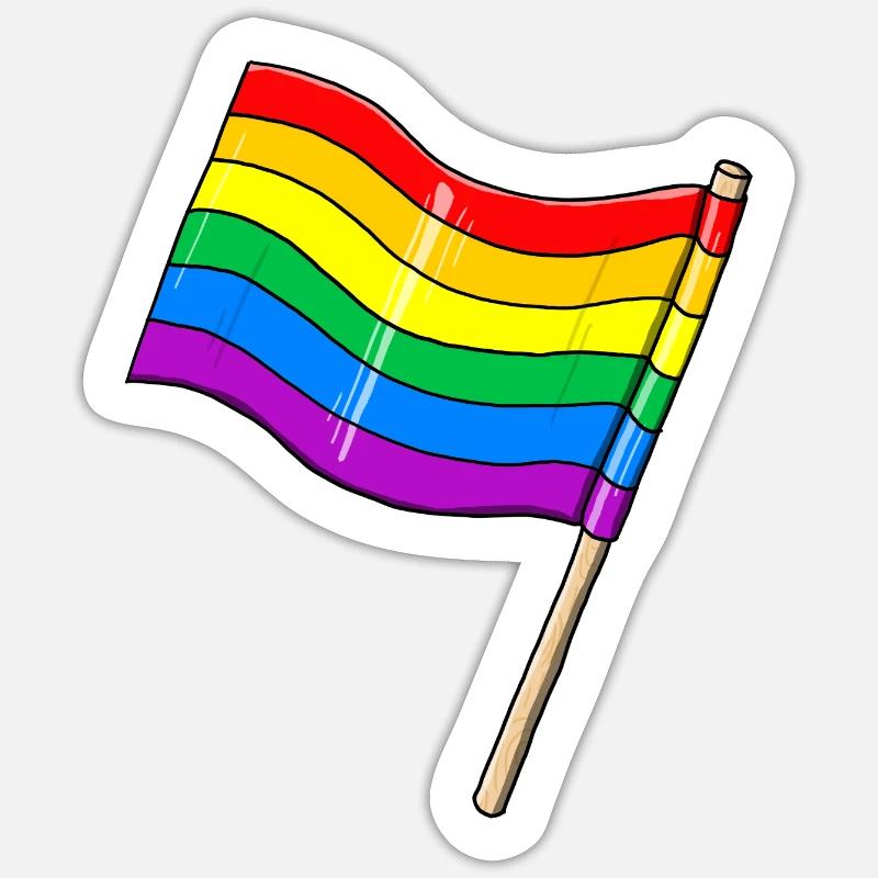 Drapeau arc-en-ciel - Sticker taille S (10 x 10 cm) - blanc mat