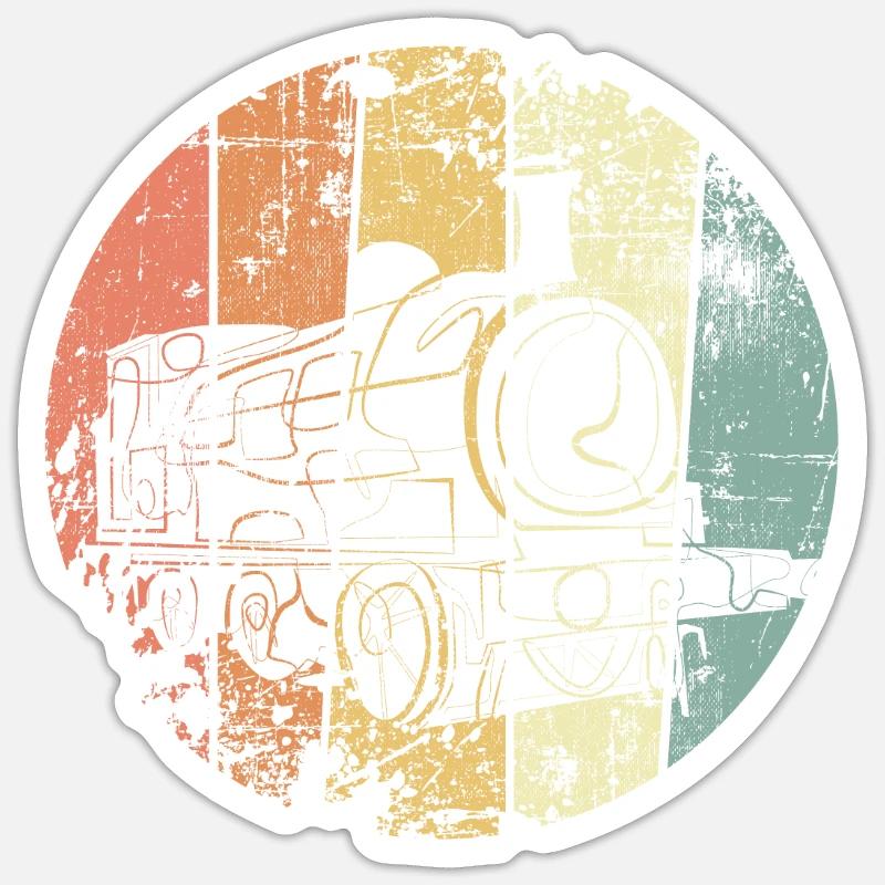 Trains chemin de fer - Sticker taille S (10 x 10 cm) - blanc mat