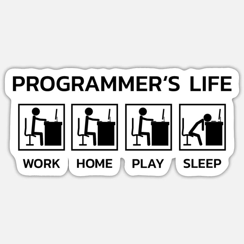 Programmer's Life Programmierer T-Shirt - Sticker Größe S (10 x 10 cm) - Mattweiß