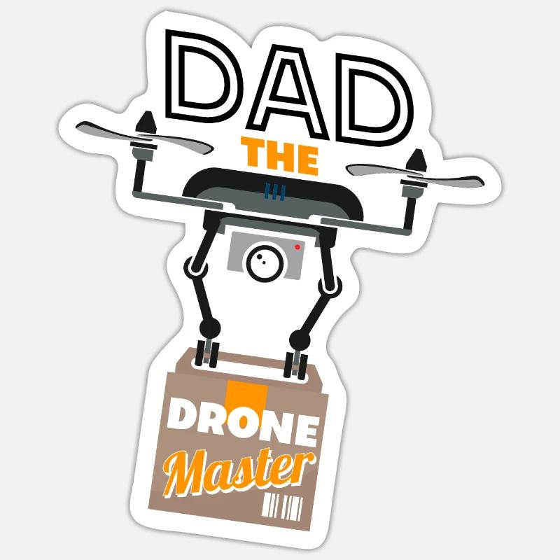 Dad The Drone Master - Sticker size S (10 x 10 cm) - white matte