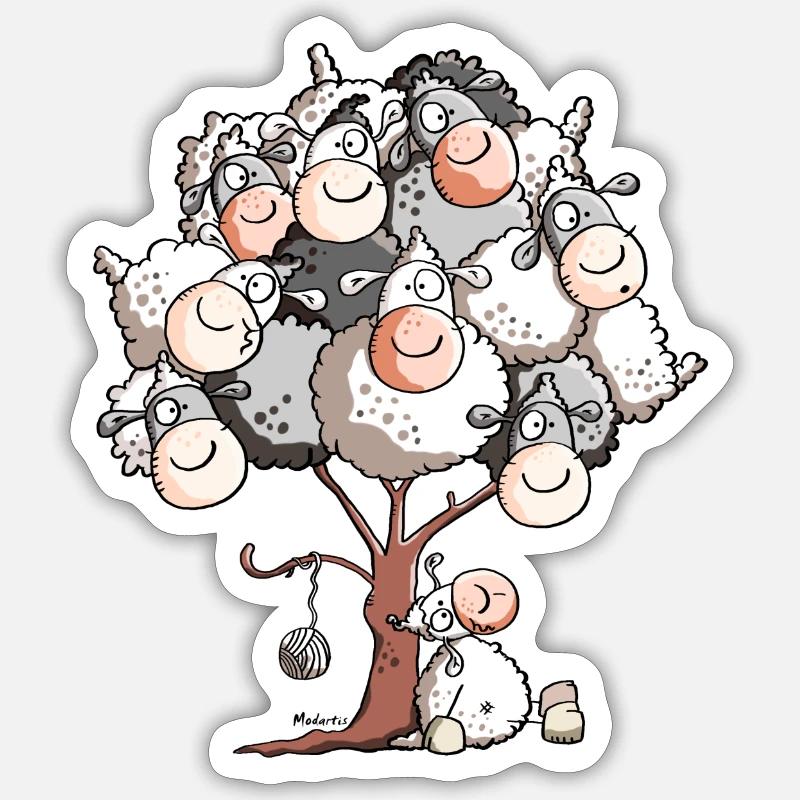 Funny Sheep Tree - Sticker size S (10 x 10 cm) - white matte
