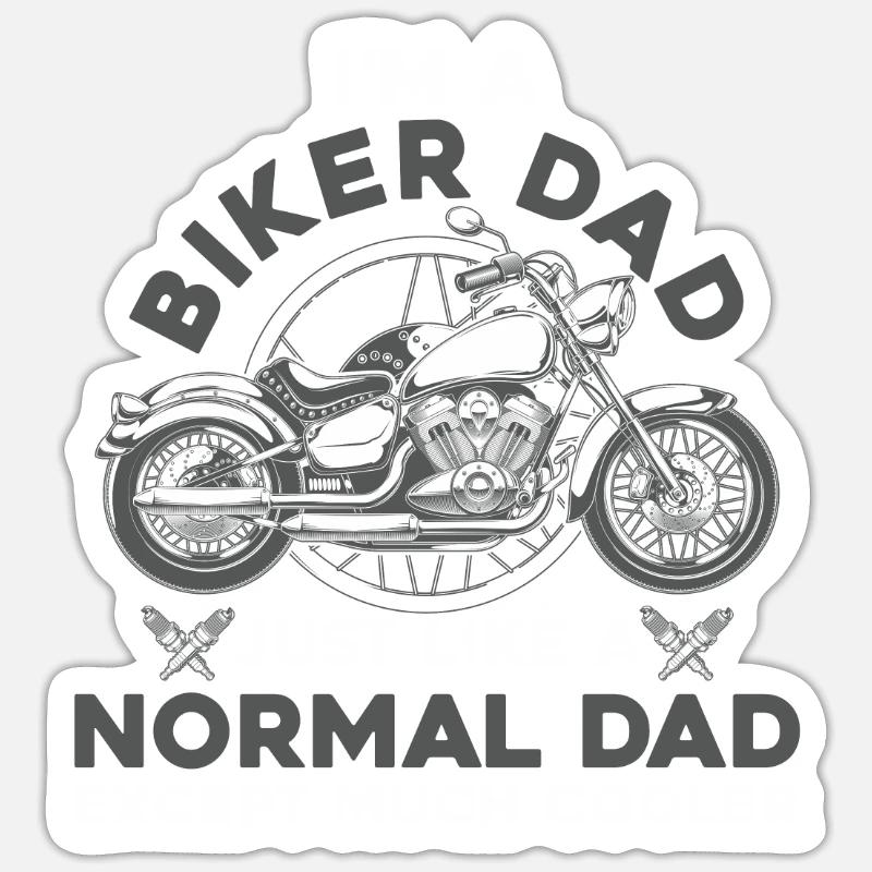Ich bin ein Biker Dad Motorradfahrer - Sticker Größe S (10 x 10 cm) - Mattweiß
