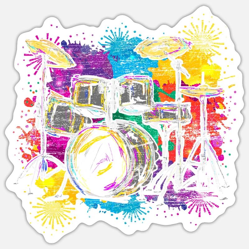 Drum instrument - Sticker size S (10 x 10 cm) - white matte