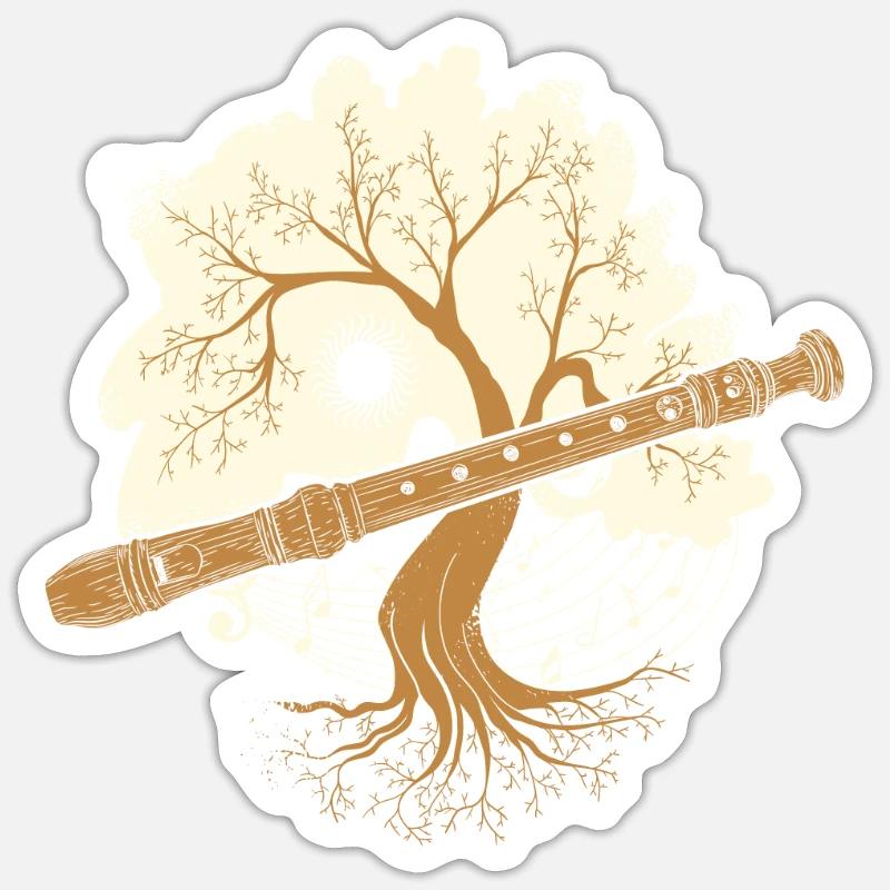 flûte - Sticker taille S (10 x 10 cm) - blanc mat