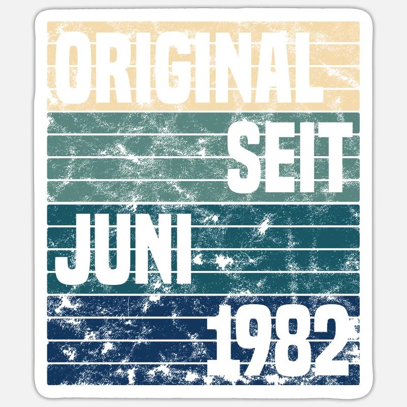 Original Juni 1982 37. Geburtstag Geschenk - Sticker Größe S (10 x 10 cm) - Mattweiß