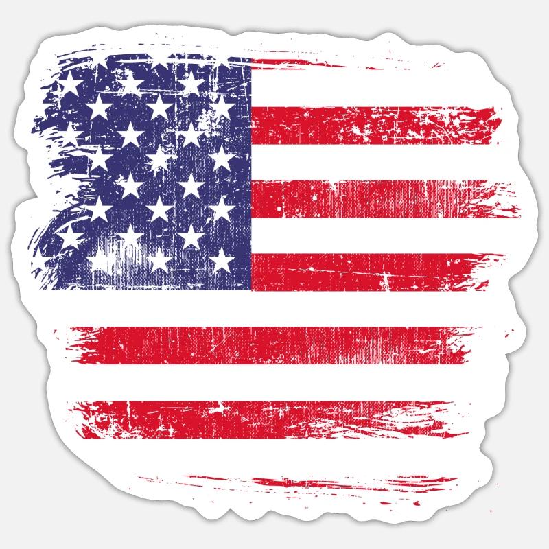États-Unis Amérique Drapeau - Sticker taille S (10 x 10 cm) - blanc mat