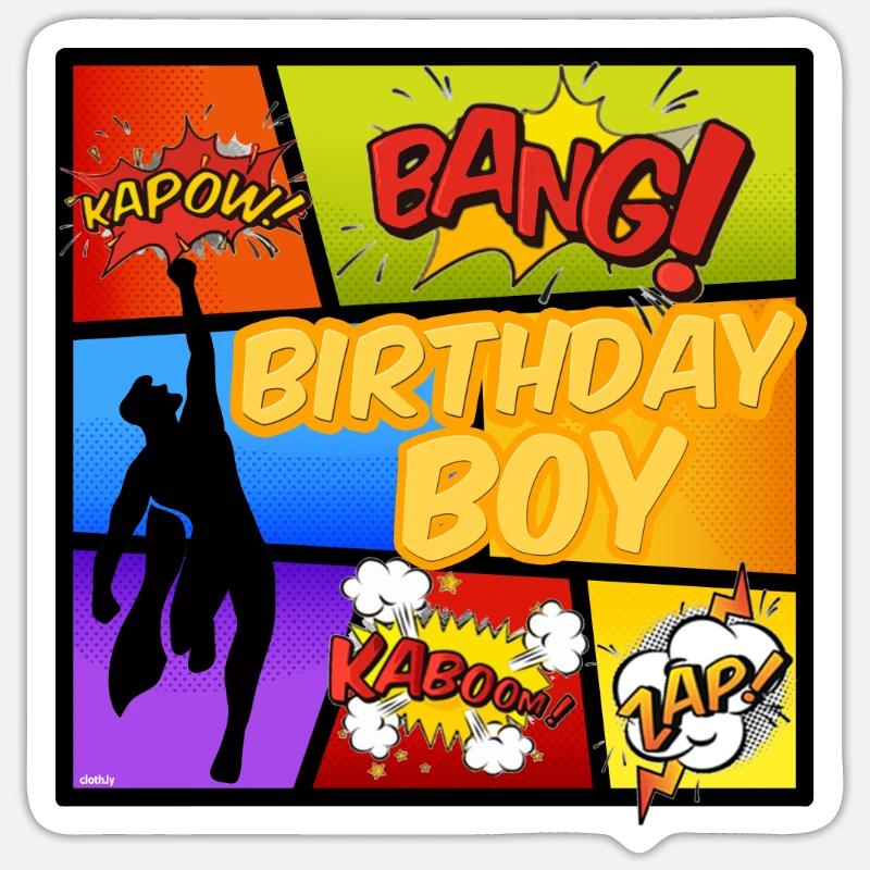 Superheld Geburtstag Comic - Sticker Größe S (10 x 10 cm) - Mattweiß