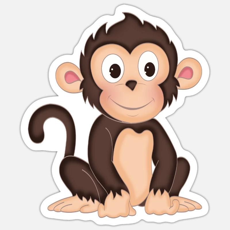Monkey - cute monkey - design - Sticker size S (10 x 10 cm) - white matte